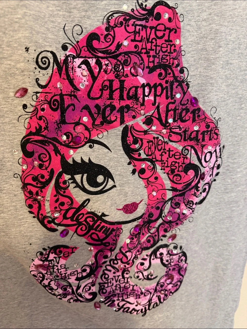 Justice Grey Tank Top with Hot Pink Graphic and Trim